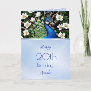 Pfau und Blume Karte