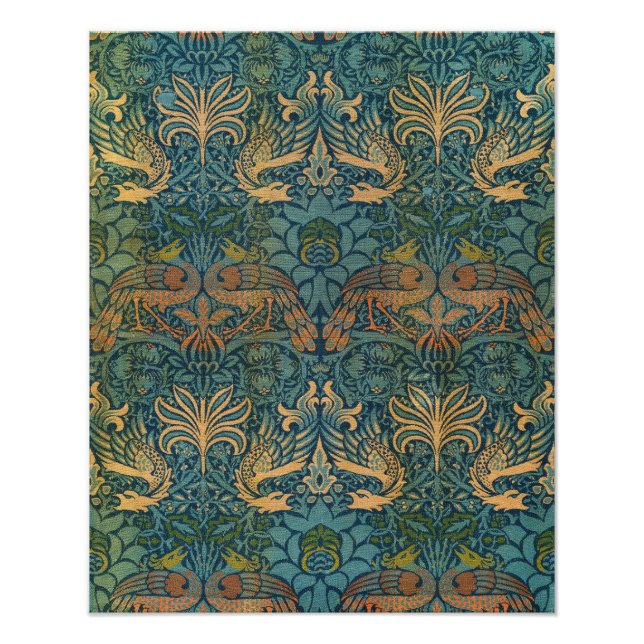 Pfau und Drache, 1878 von William Morris Fotodruck (Vorne)