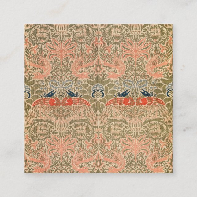 Pfau und Drache (1878) von William Morris Quadratische Visitenkarte (Vorderseite)