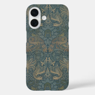 Pfau und Drache von William Morris iPhone 16 Hülle