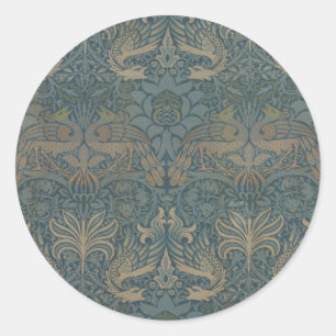 Pfau und Drache von William Morris Runder Aufkleber
