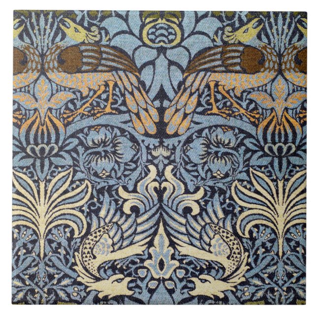 Pfau und Dragon, William Morris Fliese (Vorderseite)