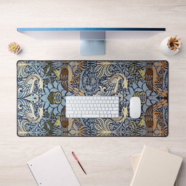 Pfau und Dragon, William Morris Schreibtischunterlage (Büro 1)