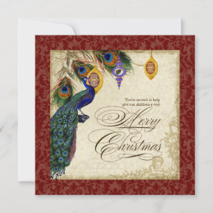 Pfau- und Feder-Formal-Weihnachtsfeier-Einladung Einladung