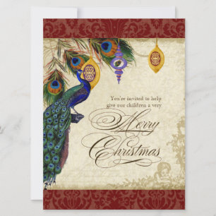 Pfau- und Feder-Formal-Weihnachtsfeier-Einladung Einladung