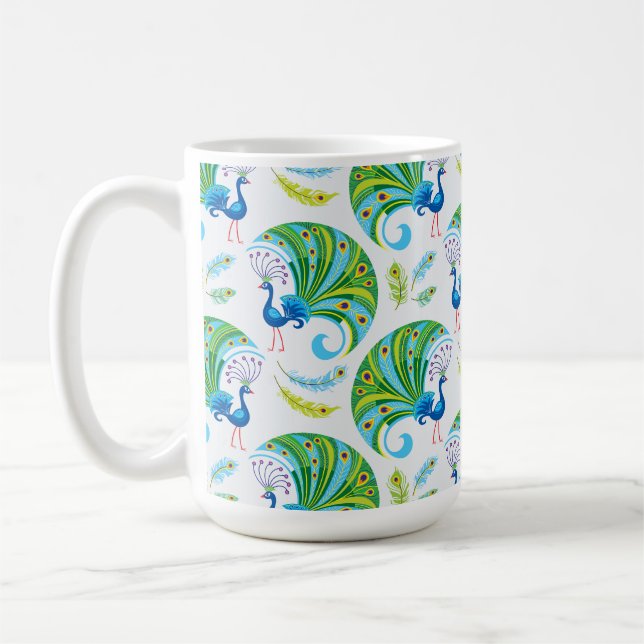Pfau- und Federmuster Kaffeetasse (Links)