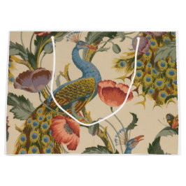 Pfau- und florenträchtige Geschenktasche Große Geschenktüte