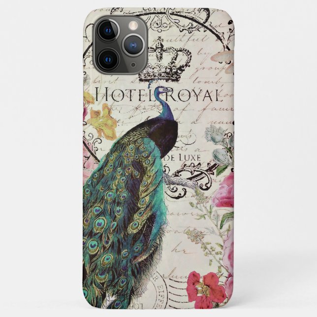 Pfau und Frühlingsblumen Case-Mate iPhone Hülle (Rückseite)