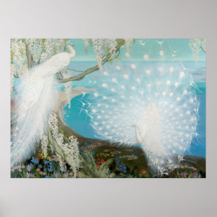 Pfau und Glyzinie von Jessie Arms Botke Poster