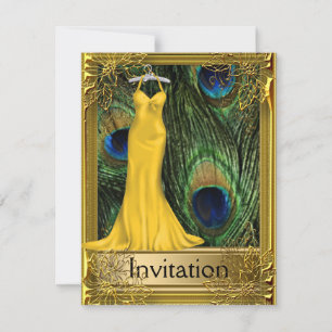 Pfau und Gold Einladung jedes Party