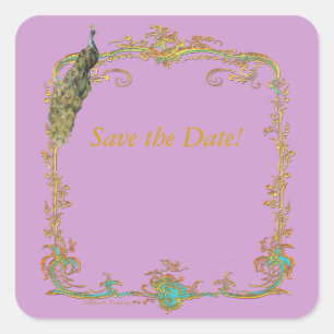 Pfau- und Goldaufkleber Quadratischer Aufkleber