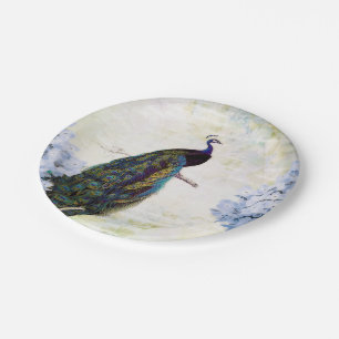 Pfau und Hortensie Pappteller