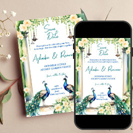 Pfau und Jasmin indische Hochzeit speichern das Da Einladung