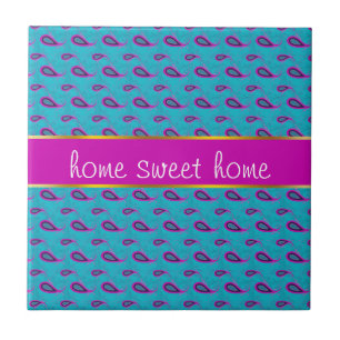 Pfau und magentarotes Paisley-Muster Fliese