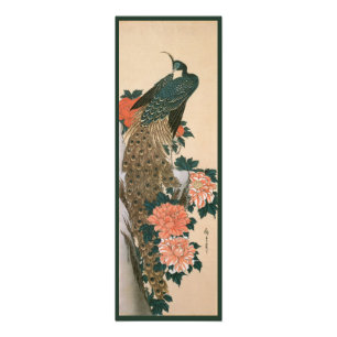 Pfau und Päonien von Hiroshige, japanische Kunst Fotodruck