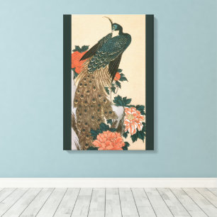 Pfau und Pfaue von Hiroshige, japanische Kunst Leinwanddruck