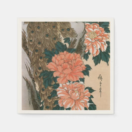 Pfau und Pfaue von Hiroshige, japanische Kunst Serviette