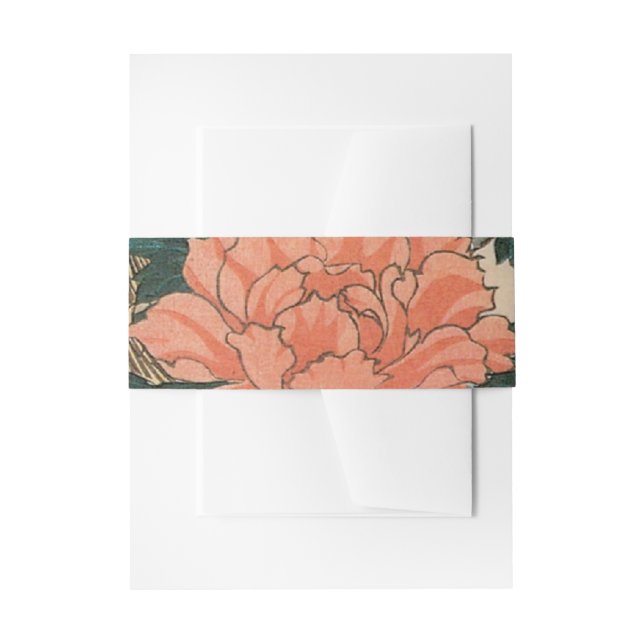 Pfau und Pfaue von Hiroshige Wedding Einladungsbanderole (Vorderseite Beispiel)