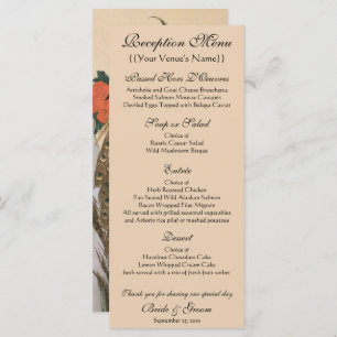 Pfau und Pfaue von Hiroshige Wedding Menükarte