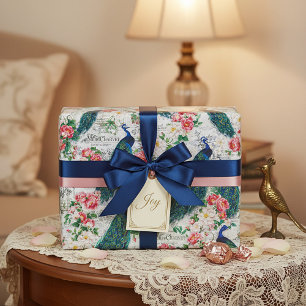 Pfau und Rosen Geschenkpapier