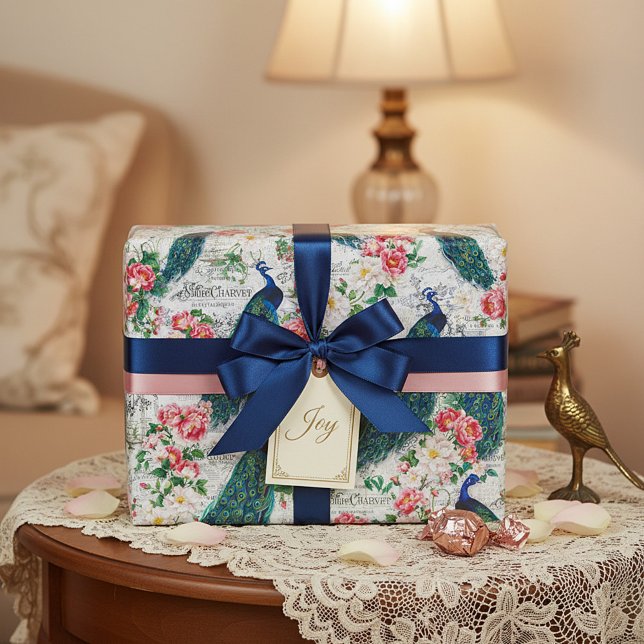 Pfau und Rosen Geschenkpapier (Von Creator hochgeladen)