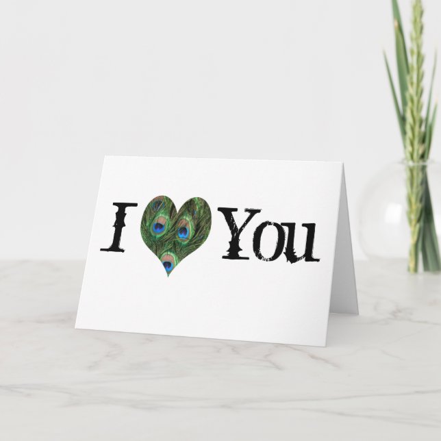 Pfau-Valentinstag-Karte Feiertagskarte (Vorderseite)