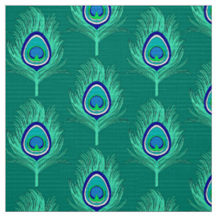 Pfau versieht, Aqua auf Türkis/Pfau mit Federn Stoff