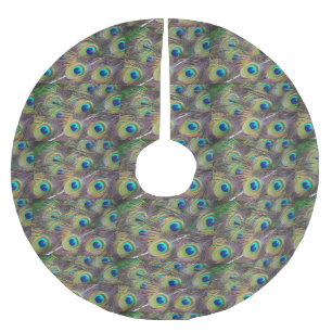 Pfau versieht Baum-Rock mit Federn Polyester Weihnachtsbaumdecke