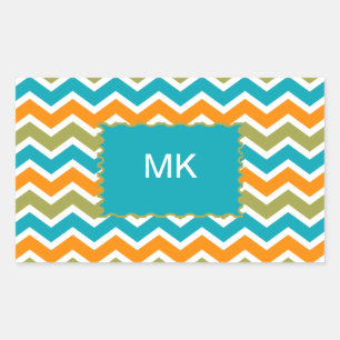 Pfau-vibrierender Stammes- Zickzack Rechteckiger Aufkleber