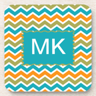 Pfau-vibrierender Stammes- Zickzack Untersetzer