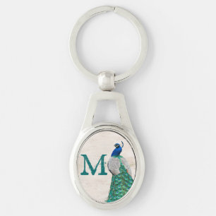Pfau-Vogel-Feder-aquamariner Türkis Vint Schlüsselanhänger