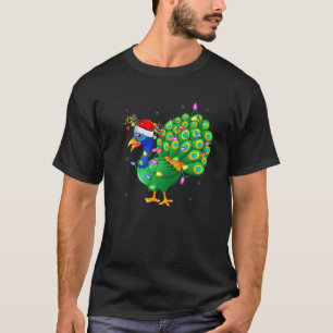 Pfau Vogel Weihnachtsbeleuchtung Weihnachtsmann Pf T-Shirt