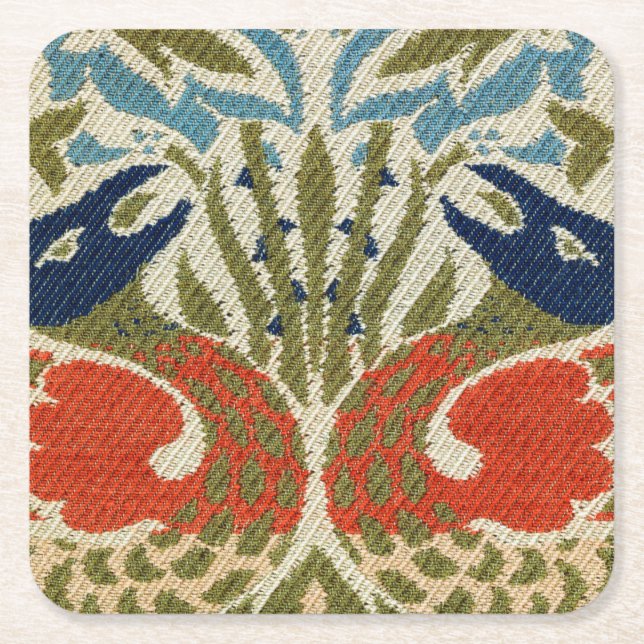 Pfau, William Morris Rechteckiger Pappuntersetzer (Vorderseite)