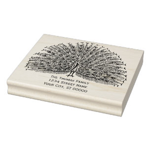 Pfau zeigt Federn #2 Rücksendeadresse Gummistempel