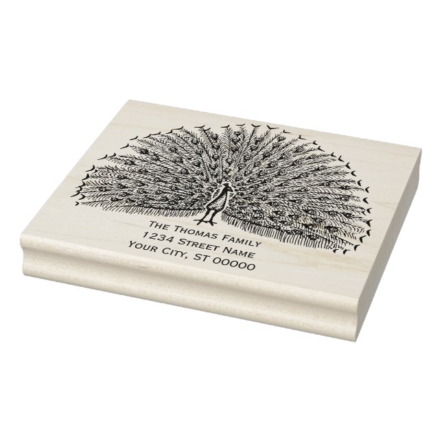 Pfau zeigt Federn #2 Rücksendeadresse Gummistempel (Stempel)