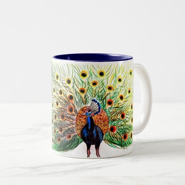 Pfau Zweifarbige Tasse (VorderseiteRechts)