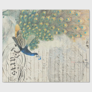Pfauen-Ephemera-Decoupage-Papier Geschenkpapier