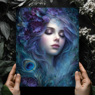 Pfauen-Göttinnen-Königin Fantasy-Wandkunst-Druck Poster