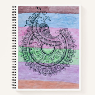 Pfauen-Mandala-Spiralblock Notizbuch