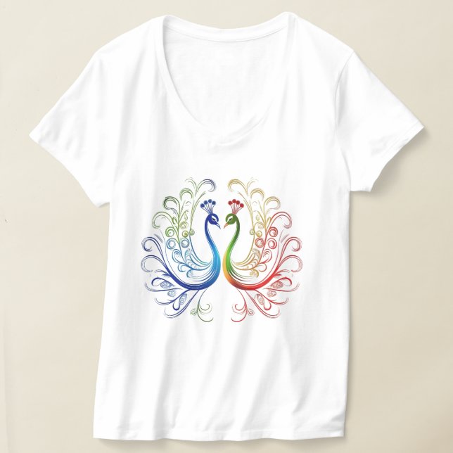 Pfauen-Minimalist-T-Shirt T-Shirt (Ablage )