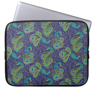Pfauen-Paisley-Muster Blau Laptopschutzhülle