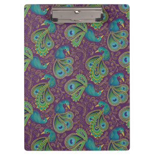 Pfauen-Paisley-Muster Lila Klemmbrett