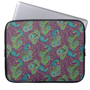 Pfauen-Paisley-Muster Lila Laptopschutzhülle