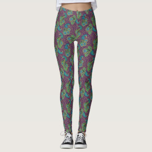 Pfauen-Paisley-Muster Lila Leggings