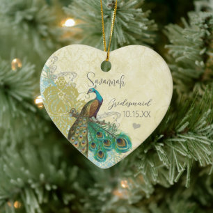 Pfauen Vintage Vogel Brautjungfer Ornamente
