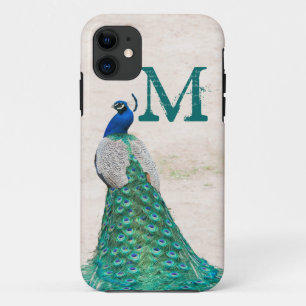 Pfauen-Vogel-Feder Türkis-Monogramm IPHONE 5 Hülle