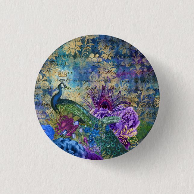 Pfauen Vögel Trendiger Pin-Button Button (Vorderseite)