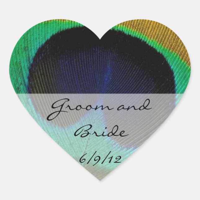 Pfauenaufkleber Herz-Aufkleber (Vorderseite)