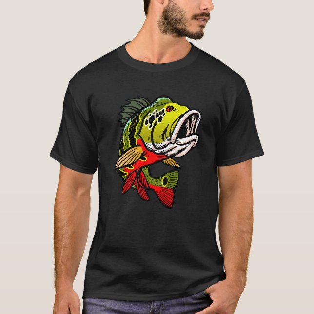 Pfauenbarsch-Angler Monsterfisch T-Shirt (Vorderseite)