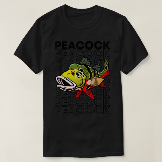 Pfauenbass im Stil der 80er Jahre Monster Fish Kee T-Shirt (Design vorne)